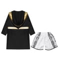 thumbnail image 4 of Yruioon Kids Boys Boxing Outfit Metallic SatinLong Sleeve Robe Hooded Grown Cloak with Belt and Boxer B2 6, 4 of 5