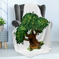 thumbnail image 4 of Forest Soft Flannel Fleece Blanket, Cozy Tree Hut Heart Lover Teenage Romance Valentine's Day Childhood Cartoon, Cozy Plush for Indoor and Outdoor Use, 60" x 80", Green and Chocolate, by Ambesonne, 4 of 5