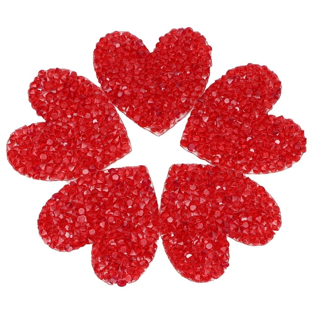 Apliques de diamantes de imitación en forma de corazón de 4 cm para decoración de ropa y zapatos, con adhesivo término, taladro de resina