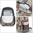 thumbnail image 4 of Folk Art Cat and Flower Beige Pattern 17" Waterproof Oxford School Backpacks for Teens, S-Shape Padded Straps, for School, Travel, Hiking, Camping, 4 of 5