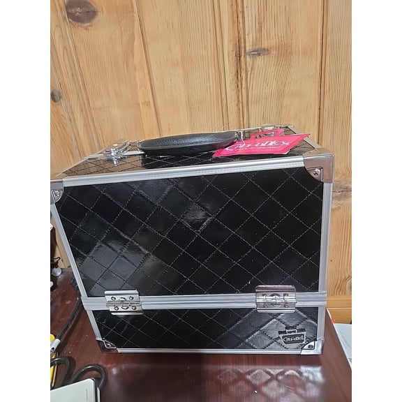 B Caboodles Tres Chic 6 Tray Train Case, Black Diamond Makeup Cosmetic Organizer