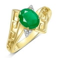 thumbnail image 3 of RYLOS Rings for Women 14K Gold Plated Silver Greek Key Designer Ring 9X7MM Gemstone & Diamond Ring May Emerald Jewelry Size 9, 3 of 7