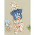 thumbnail image 3 of Baby Boys Easter Outfit, Short Sleeve Bunny Print Romper with Pants and Hat Infant Clothes, 3 of 9