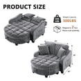 thumbnail image 2 of MIKIBAMA 51 Inch Grey Oversized Chenille Chaise Lounge Chair Tufted Convertible Design Adjustable Backrest With Ottoman for Small Spaces, 2 of 8