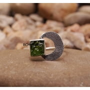 925 Sterling Silver Ring For Womens, Natural Moldavite Ring Gemstone Unique Handcrafted Ring For Her