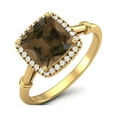 thumbnail image 2 of 2.86 Ctw Cushion Smoky Quartz 925 Sterling Silver Gold Vermeil Solitaire Halo Valentines Day Gifts Ring, 2 of 3