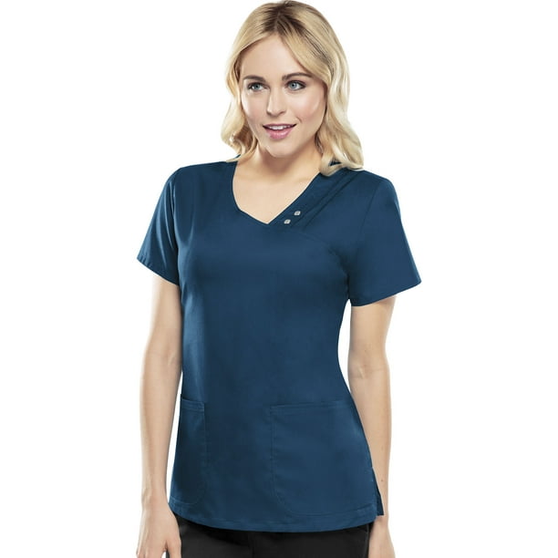 Cherokee Cherokee Luxe Women Scrubs Top Crossover VNeck PinTuck, Plus Size, 1999, 5XL