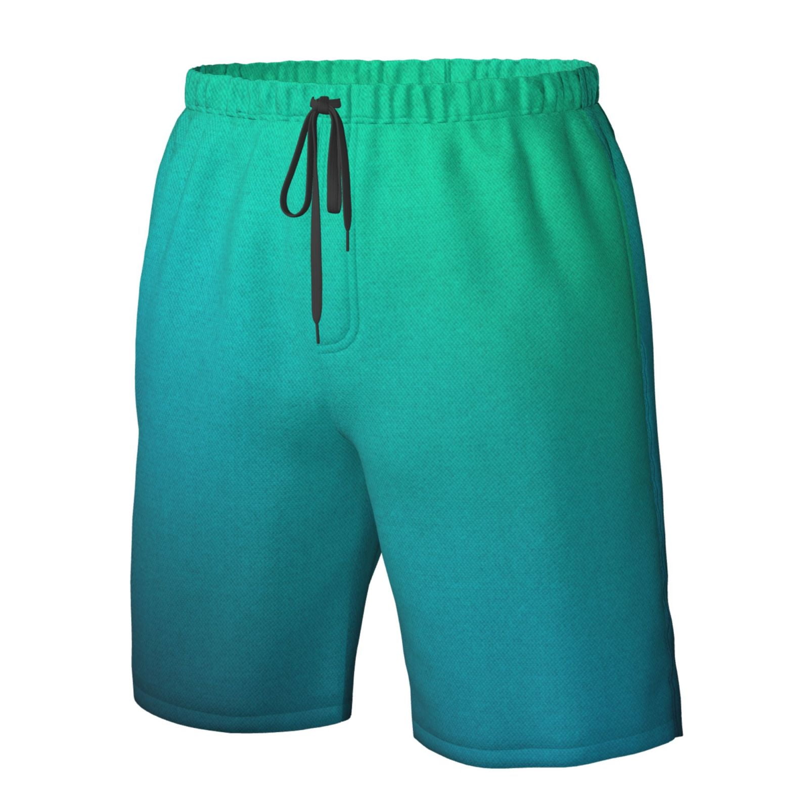 Vsdgher Green Turquoise Teal Men's Beach Shorts, Surfing shorts, Swim trunks, Quick Dry Swim Trunks for Surfing Beach Fun -3X-Large
