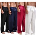 thumbnail image 3 of Mens Classic Silk Satin Pajamas Pyjamas Lounge Pants Sleep Bottoms Sleepwear Boxer, 3 of 4