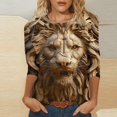 thumbnail image 2 of hxobax Womens Cute 3/4 Sleeve T Shirts 3D Animals Print Tunic Tee Crewneck Summer Tops Comfy Blouses, 2 of 5