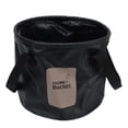 thumbnail image 3 of Camping Collapsible Bucket 10L Capacity Food Grade PVC Mesh Side Reinforced Rope Portable Outdoor Foldable Bucket for Travel Black, 3 of 9