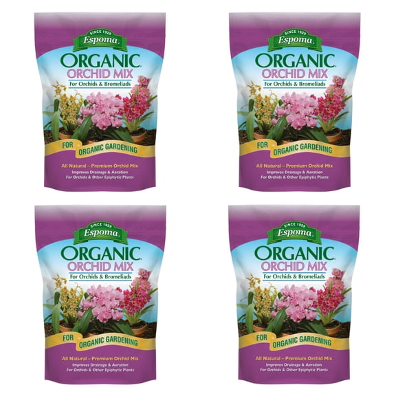 Espoma Organic Orchid Mix for Orchids and Epiphytic Plants, for Organic Gardening, 4qt (Pack of 4)