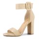 thumbnail image 1 of Sandalias De Correa Cremallera Hebilla De Tobillo Talón De Bloque Para Mujer Beige 40, 1 of 7