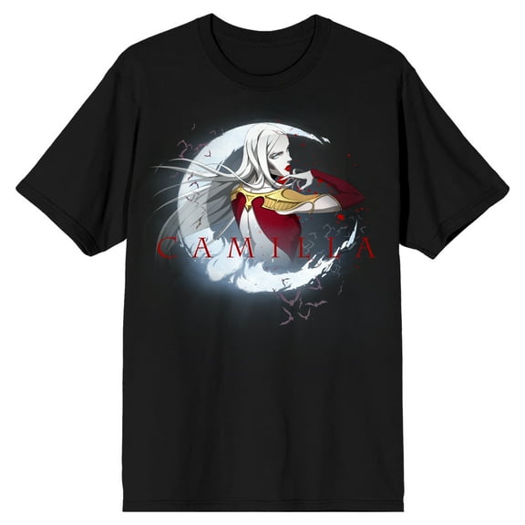 Castlevania Camilla Character Men's Black Graphic Tee-Medium