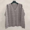 thumbnail image 4 of Rigardu cardigan for women Women Solid V-Neck Single-breasted Buttons Hollow Out Cardigan Sweater Grey + 10, 4 of 5
