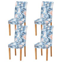 Yayeee 4 Pack Dining Chair Covers Stretch Parson Chairs Slipcovers Seat Protector, Floral Easter Rabbits