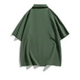 thumbnail image 4 of Fashion YLSDY Mens Casual Shirts Stylish Short Sleeve Button Up Lapel Blouse Top Solid Color Flowy Lightweight Outdoor Tee Shirt Army Green L, 4 of 6