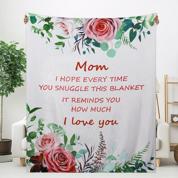Gifts for Mom Blanket, Soft Flannel Throw Blanket Gifts for Mom from Daughter, Best Mom Birthday Blanket 60" x 50" Pink