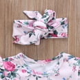 thumbnail image 3 of Franhais Baby Girl Romper Dress Set,Flower Printed Tulle Ruffle Jumpsuit + Bowknot Headband Outfits, 3 of 6