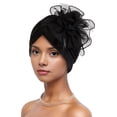 thumbnail image 1 of Women Turban Hat Pure Color Mesh Flower Decor Elastic Non-Slip Headwrap Breathable Lightweight Summer Headscarf Hat, 1 of 8