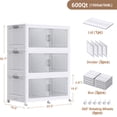 thumbnail image 5 of Broview 600QT Stackable Storage Bins with Lid, Wheels & Dividers, Extra Large Collapsible Plastic Closet Organizers Storage Cabinet Box,3Pack White, 5 of 9