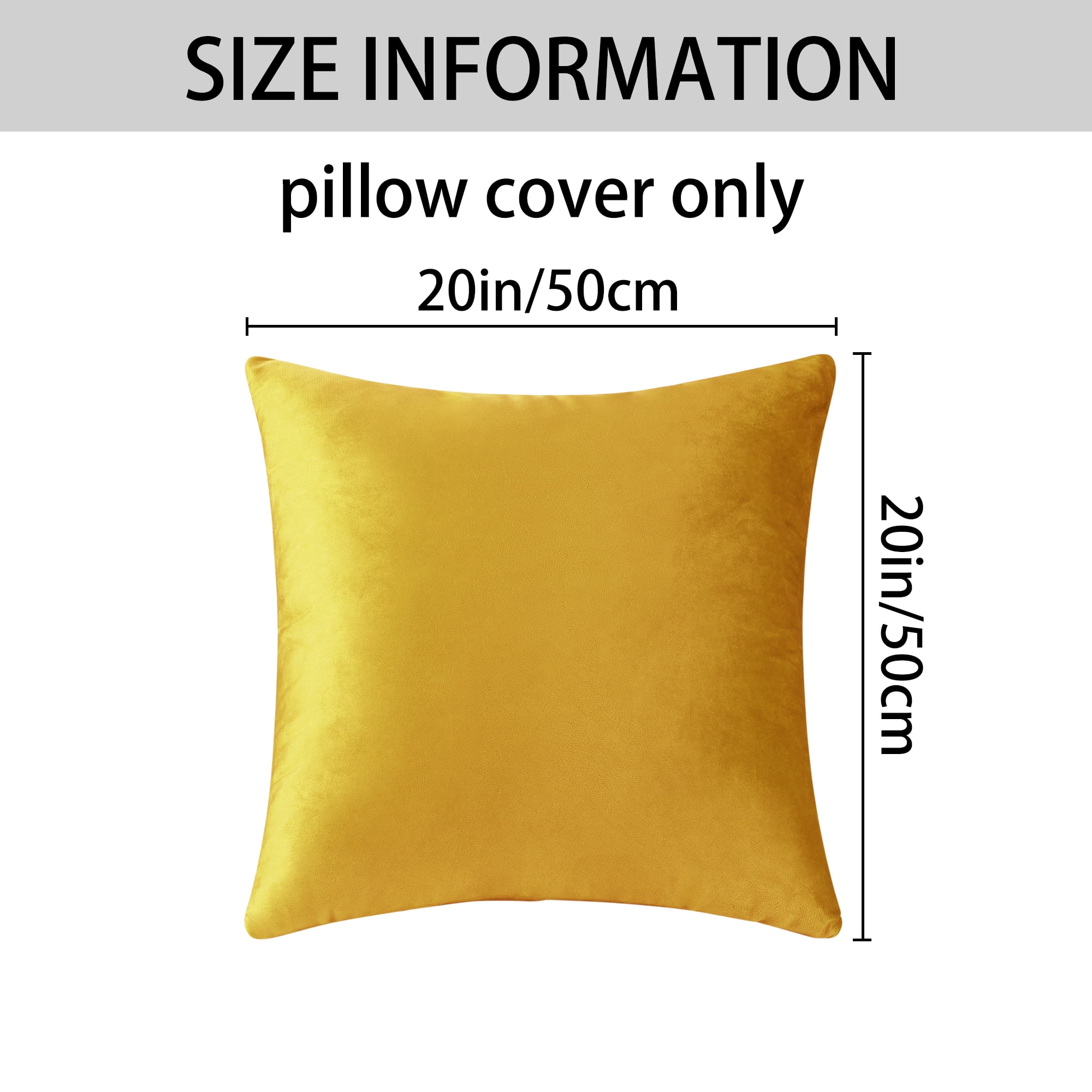 Unique Bargains Velvet Modern Zipper Cushion Decorative Throw Pillow Covers (2 Count) Yellow 20" x 20"