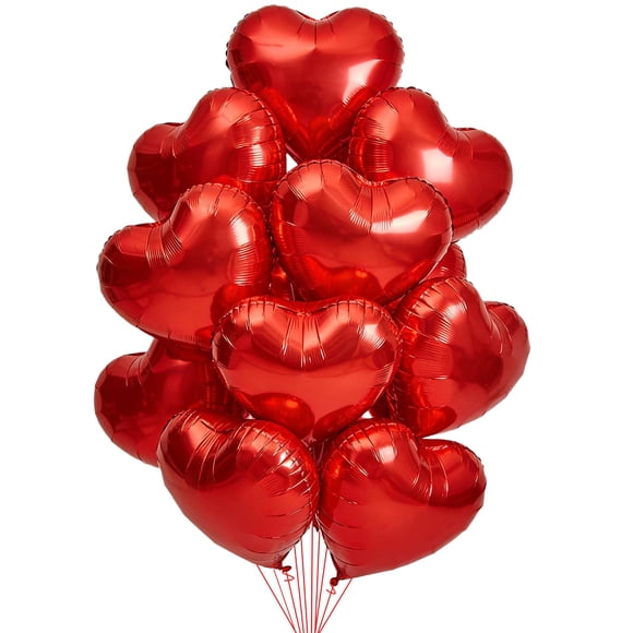 Lámina de Mylar Balloon Broeify de 18 pulgadas con forma de corazón rojo (12 unidades)