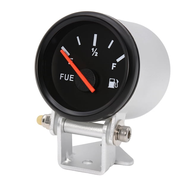 52MM Fuel Level Gauge 0-190 Ohm Oil Tank Level Indicator Meter With Silver Gauge Holder Red Backlight Water Level Meter 9-32V ,Easy Setup