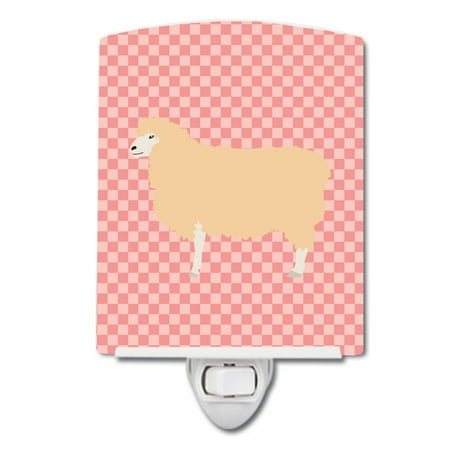 

Caroline s Treasures BB7974CNL English Leicester Longwool Sheep Pink Check Ceramic Night Light 6x4x3 multicolor