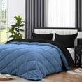 thumbnail image 4 of D.N.G. BEDDINGS 5 Piece Luxury Reversible Diamond Pattern Comforter Set Premium Super Soft, All Season 800 TC, 100% Egyptian Cotton Oversized Super King Size Medium Blue/Black Solid Color, 4 of 7
