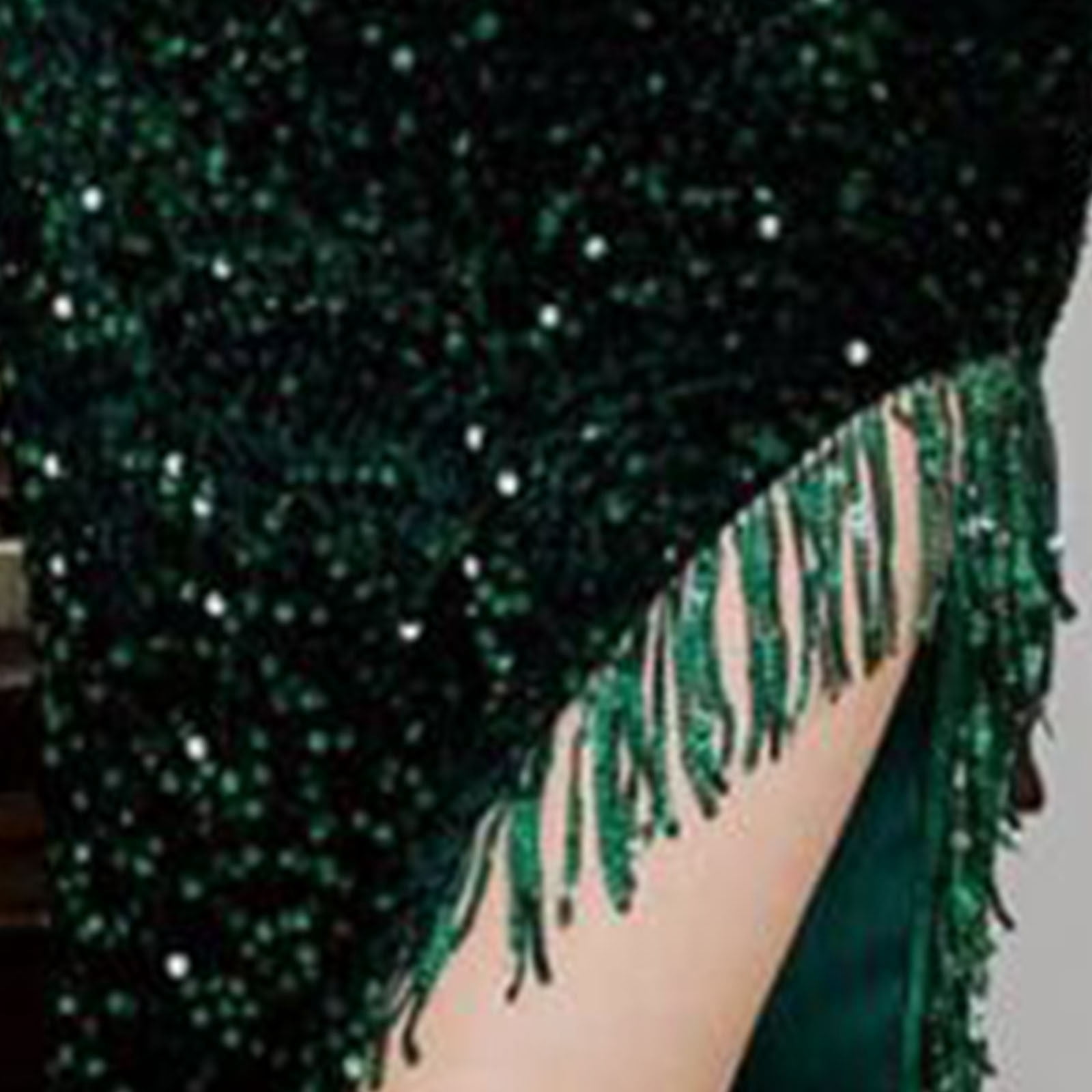 UPPADA Womens Sequin Tassel Fringe Party Dress Flowy Chiffon Dress Square Neckline Slim Fit Dress Wedding Guest Dresses Ruched Stretchy Irregular Side Slit Gown