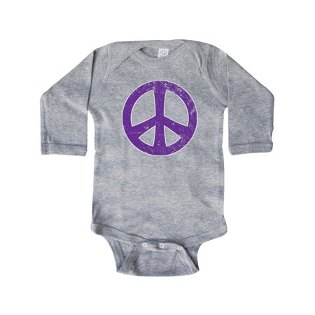 

Inktastic Peace Sign Purple Distressed Retro Gift Baby Boy or Baby Girl Long Sleeve Bodysuit