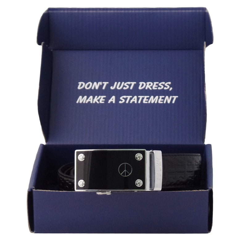 FEDEY Signature Mens Ratchet Belt, Statement Belt w PEACE  display picture 3