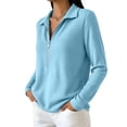 thumbnail image 4 of cocolona Womens Half Zip Pullover Tops Casual Long Sleeve Lapel Shirts Oversized Solid Color Fall Soft Outfits, 4 of 7