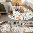 thumbnail image 5 of Green Orange Eucalyptus Large Round Rug 8 FT, Non Slip Living Room Area Carpet, Summer Watercolor Botanical Leaf Washable Soft Circle Rug Non-Shedding Floor Carpet for Bedroom Office Dining Room, 5 of 9