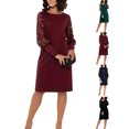 thumbnail image 3 of Women's Cocktail Party Short A-line Dress with Lace Sleeves and Round Neck, 3 of 8