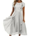 thumbnail image 2 of Robes Maxi Aguichant pour Femmes, Décontractées, à Manches Mi-Longues, d'Été, de Plage, Robe Soleil Hawaïenne, Coupe Évasée, Longue, 2 of 6