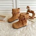 thumbnail image 4 of Toddler Girls Boots Mid Calf Slouch Fringe Tassel Casual Winter Shoes for Little Kids, 4 of 8