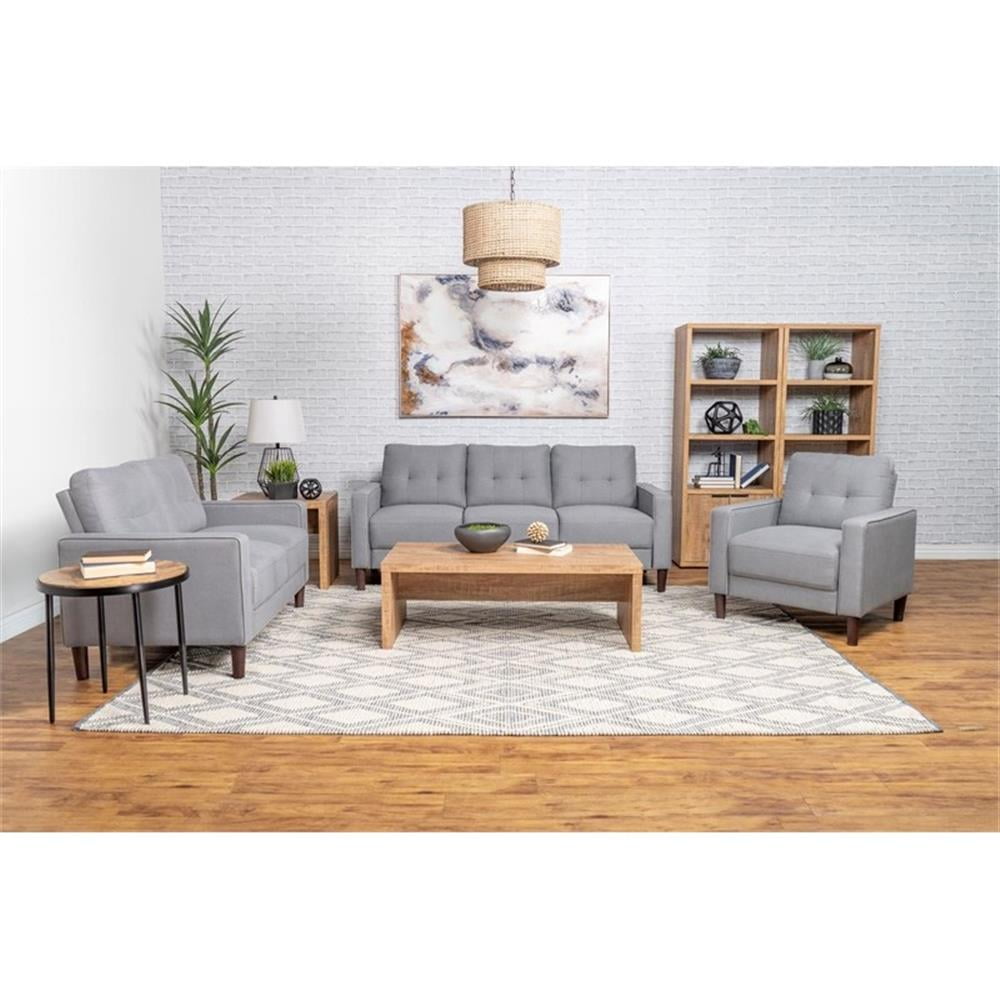 Button Tufted Dark Grey Fabric Sofa Set 3Pcs Acme Furniture