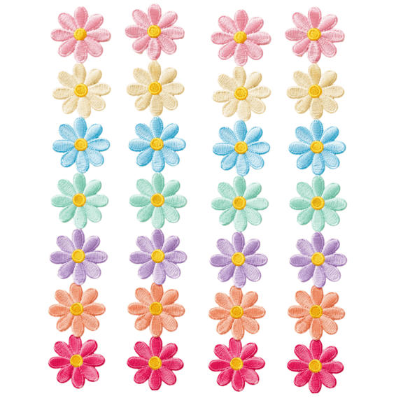 28 Pcs Cute Daisy Flower Iron on Patches Embroidered Floral Sew on Decorative Appliques for Clothes