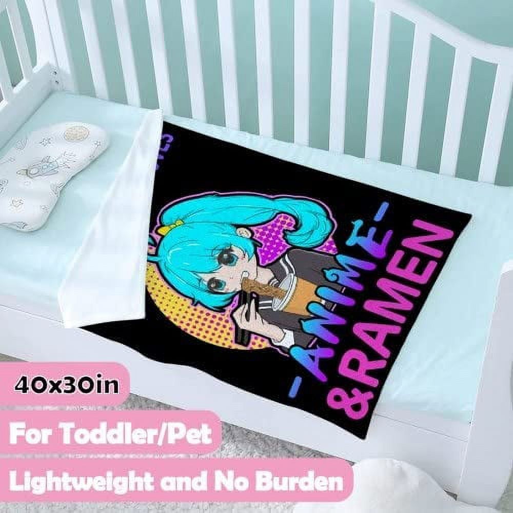 Just a Girl Who Loves Anime&Ramen Blanket,Flannel Throw Blanket Ultra Soft Micro Lightweight Flannel Blanket Bed Couch Living Room All-Season 50"x40" Small for Kid