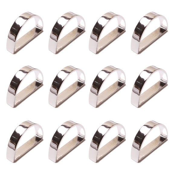 Hevirgo Set of 12 Polished Electroplated Napkin Buckle - High Gloss - D-Word Table Decoration - Elegant - Golden Silver Color - Napkin Ring - Restaurant Supply