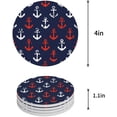thumbnail image 1 of RYLABLUE Nautical Red and White Anchor Set of 8 Round Coaster for Drinks, Absorbent Ceramic Stone Coasters Cup Mat with Cork Base for Home Kitchen Room Coffee Table Bar Decor, 1 of 5