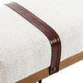 thumbnail image 3 of LukeAlon Modern Faux Fur Entryway Bench, Upholstered 44" Ottoman Bench End of Bed with Straps and Black Metal Hairpin Legs Classic  Bench for Dining Room Living Room Bedroom, White, 3 of 18
