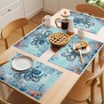 thumbnail image 5 of Coastal Octopus Blue Placemats Set of 12 Summer Beach Nautical Coral Starfish Place Mats Indoor Wipeable Table Mats Washable Dining Table Placemats for Kitchen Holiday Party Home Decor 13x19 Inch, 5 of 9