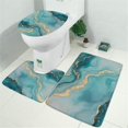 thumbnail image 2 of Blue Gold Marble Pattern Bathroom Rugs Sets 3 Piece,Toilet Cover Set,Absorbent Non Slip Bathroom Mats Sets with U-Shaped Contour Rug Toilet Rug Set, 2 of 5