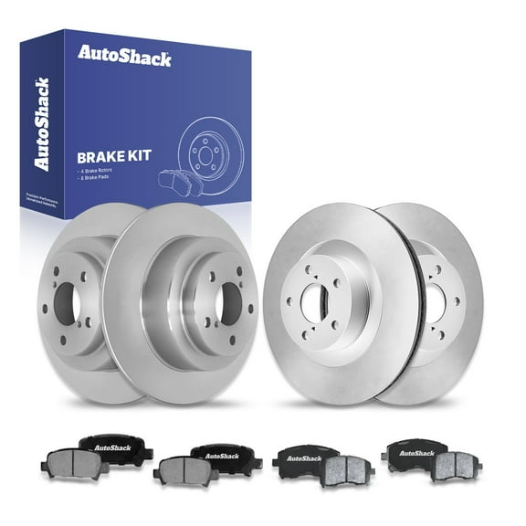 AutoShack Front Vented & Rear Solid Brake Rotors   Ceramic Pads 12-PC Brake Kit Replacement for 2002-2003 Subaru Impreza
