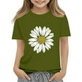 thumbnail image 1 of Bmisegm Hauts Filles Extérieur Court Printemps Haut Manches Courtes Décontracté Col Rond Pissenlit Ajusté pour Enfants Mignon Été Hauts Vert Armée 6-7 Ans, 1 of 5