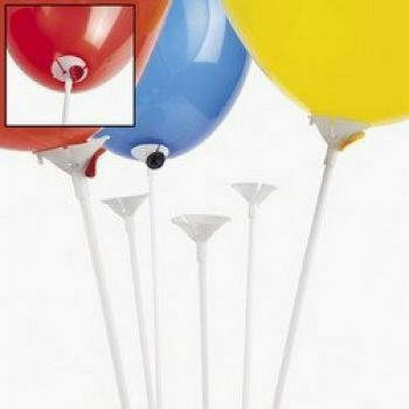 Balloon Sticks W/Cup - White (144Pc) - Party Decor - 144 Pieces