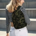 thumbnail image 6 of Honeii Gold Gloss Outline Floral Print Canvas College Laptop Backpack, Durable Rucksack Travel Notebook Bag School Backpack Book Bag for Men Women-Small, 6 of 7